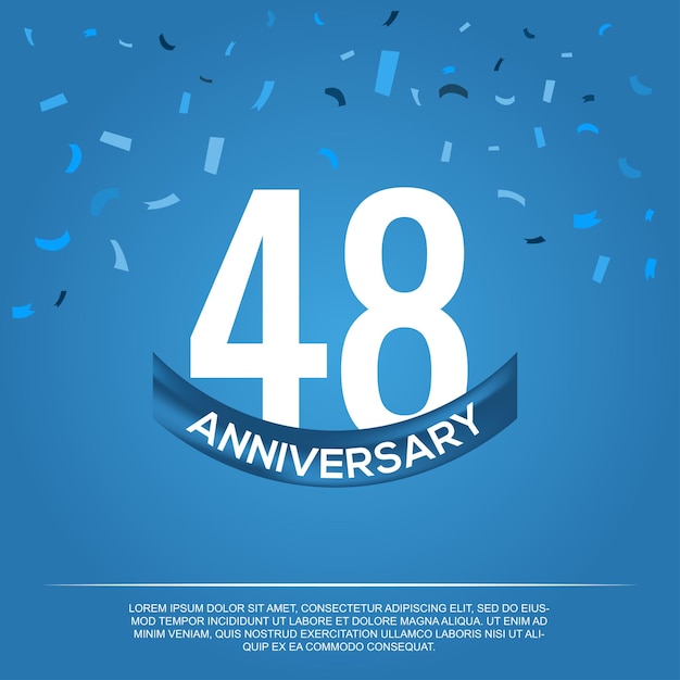 Aniversario de 48 años, diseño vectorial para celebración de aniversario con color azul y blanco.