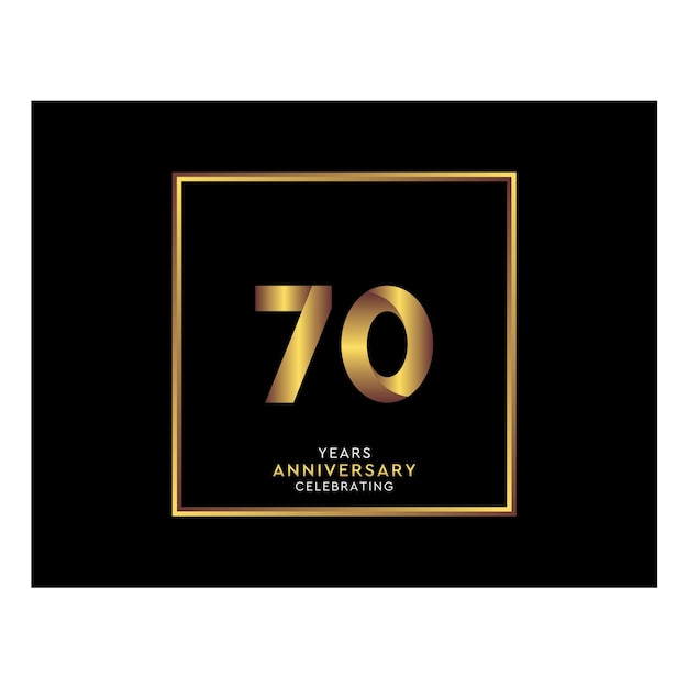 Aniversario de 70 años con cuadrado de color dorado