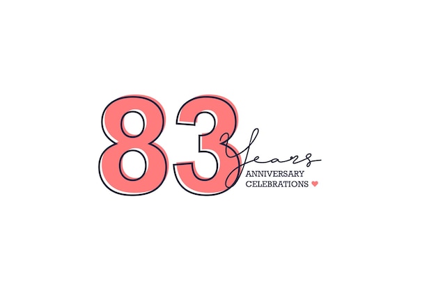 Aniversario de 83 años Concepto de diseño de plantilla de aniversario con color melocotón y diseño de línea negra para tarjeta de invitación de evento tarjeta de felicitación banner cartel folleto cubierta de libro e impresión Vector Eps10