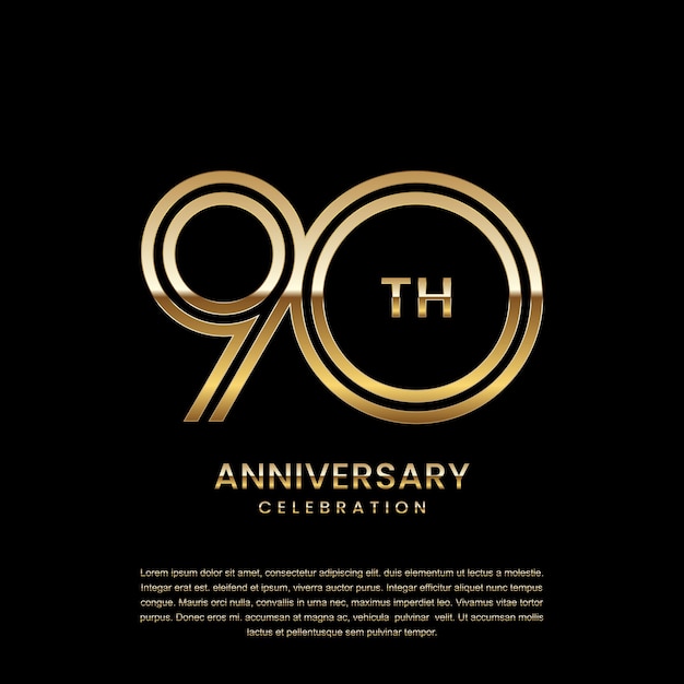Aniversario de 90 años Logotipo de aniversario con diseño de concepto de línea doble Diseño vectorial de arte lineal