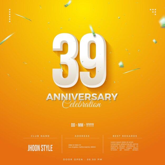 39 aniversario en un fondo muy soleado
