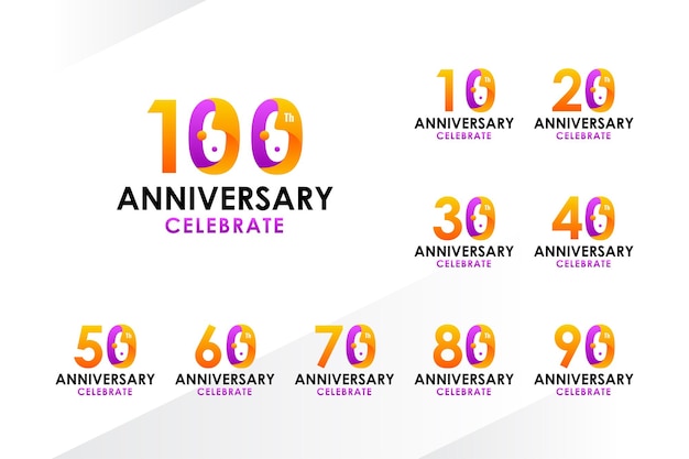 Aniversario Número Diseño Estilo Colorido