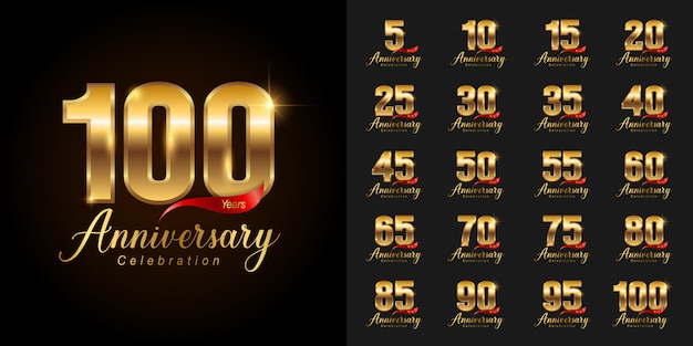 Aniversario de oro celebración logotipo conjunto.