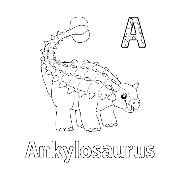 Ankylosaurus Alfabeto Dinosaurio ABC Para Colorear A