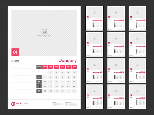 Año 2019, Diseño de calendario.