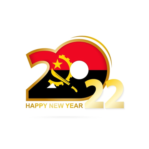 Vector año 2022 con el patrón de la bandera de angola. feliz año nuevo diseño.