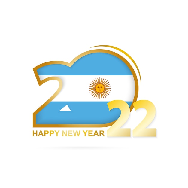 Año 2022 con patrón de Bandera Argentina. Feliz año nuevo diseño.