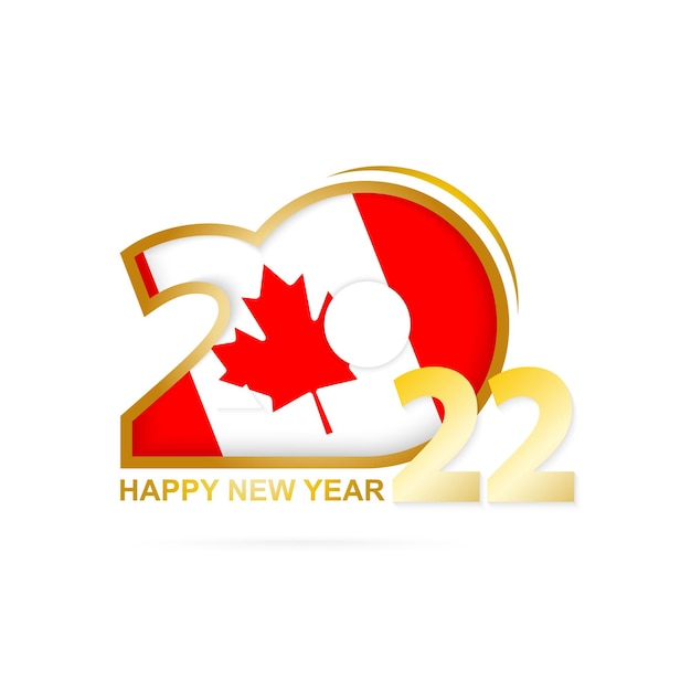 Año 2022 con patrón de bandera de canadá. feliz año nuevo diseño.