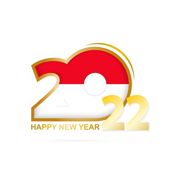 Año 2022 con el patrón de la bandera de Indonesia. Feliz año nuevo diseño.