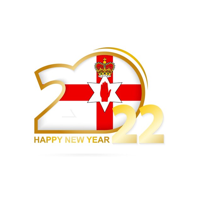 Año 2022 con el patrón de la bandera de Irlanda del Norte. Feliz año nuevo diseño.