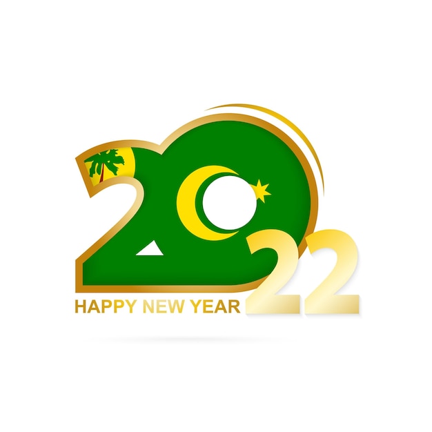 Año 2022 con el patrón de la Bandera de las Islas Cocos. Feliz año nuevo diseño.