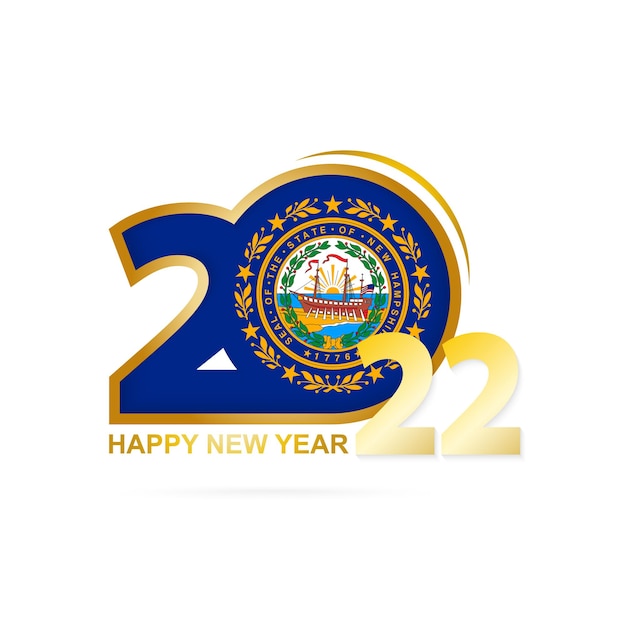 Año 2022 con el patrón de la bandera de New Hampshire. Feliz año nuevo diseño.