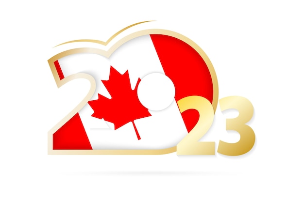 Año 2023 con patrón de bandera de canadá