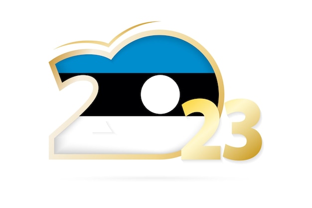 Vector año 2023 con patrón de bandera de estonia