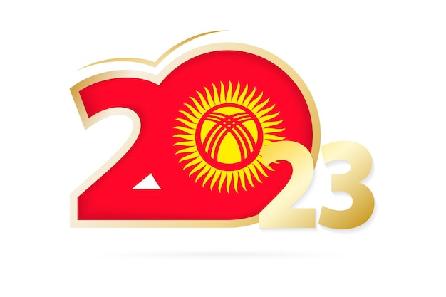Vector año 2023 con patrón de bandera de kirguistán