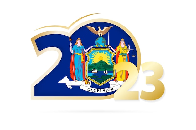 Vector año 2023 con patrón de bandera de nueva york