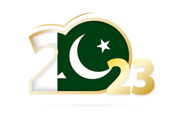 Año 2023 con patrón de bandera de pakistán