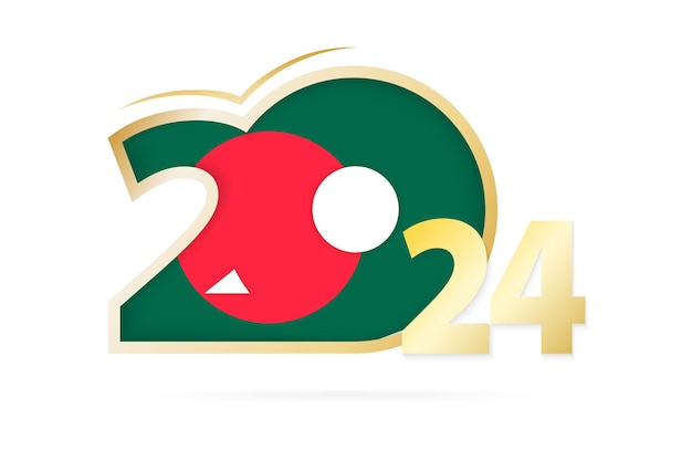 Año 2024 con patrón de bandera de Bangladesh