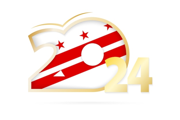 Año 2024 con patrón de bandera del Distrito de Columbia