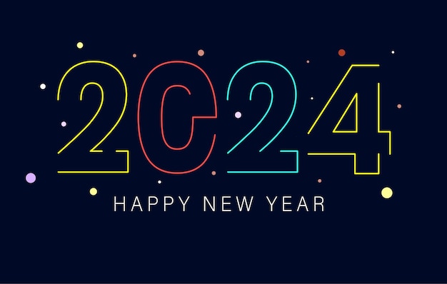 El año 2024 símbolo de saludo de año nuevo ilustración vectorial del logotipo aislado en un fondo blanco