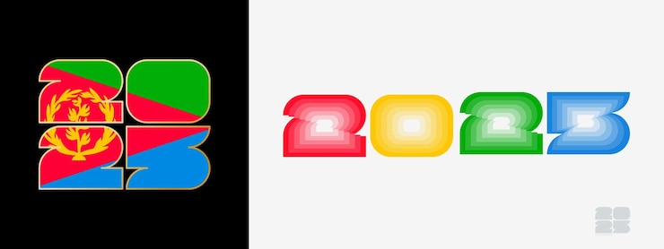 Vector año 2025 con bandera de eritrea y en el paladar de colores de la bandera de eritrea feliz año nuevo 2025