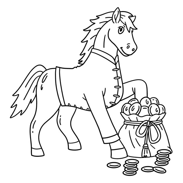 Año del Caballo 2026 con bolsa de dinero aislada