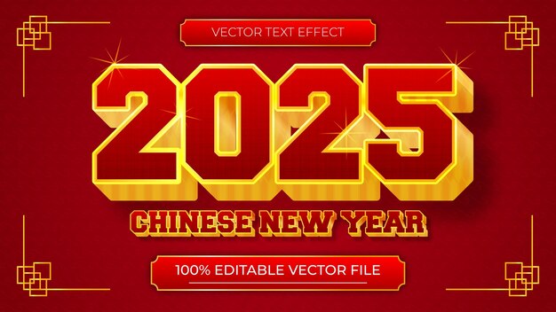 Año chino 3d efecto de texto realista vector editable un concepto de color rojo y dorado