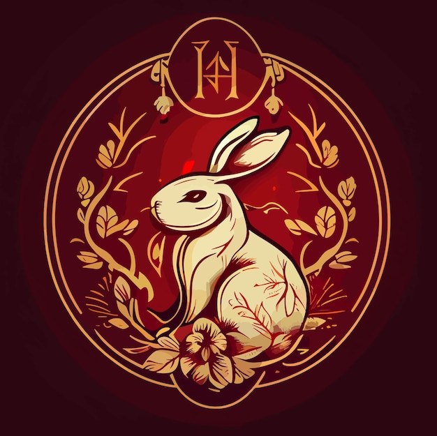 Vector año del conejo 2023 horóscopo chino animal zodiaco ilustración