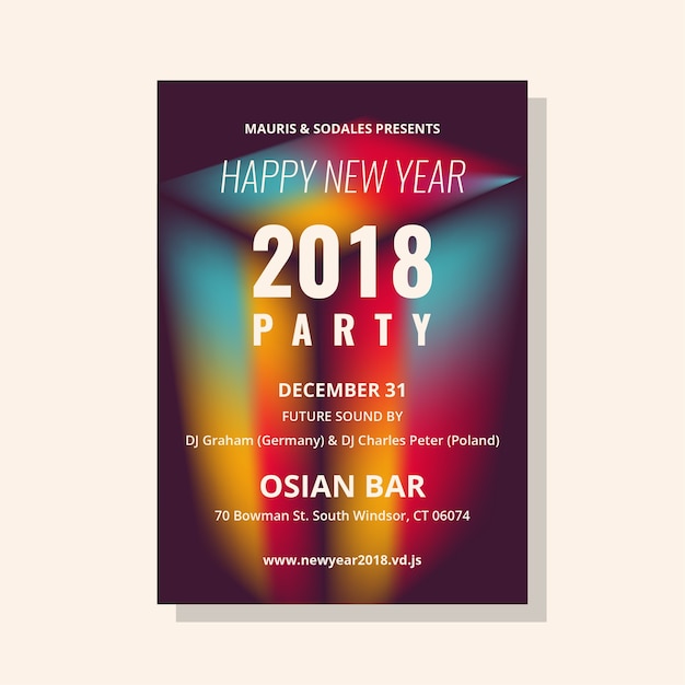 Vector año nuevo 2018 party poster