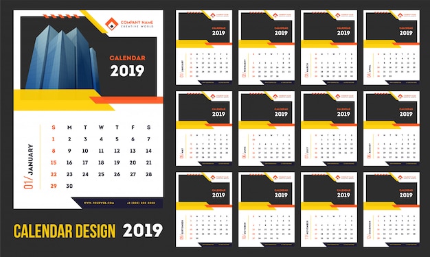 Año nuevo 2019, calendario.