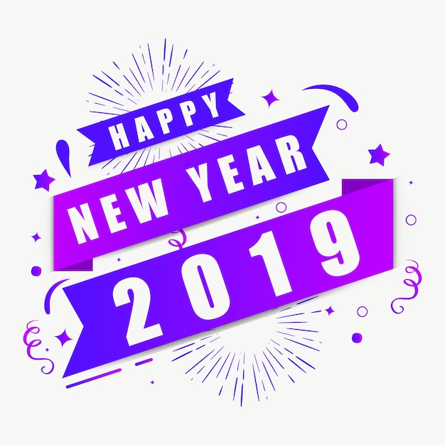 Año nuevo 2019 en estilo moderno y moderno estilo geométrico de Memphis.