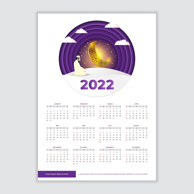 Año nuevo 2022 calendario islámico en estilo moderno