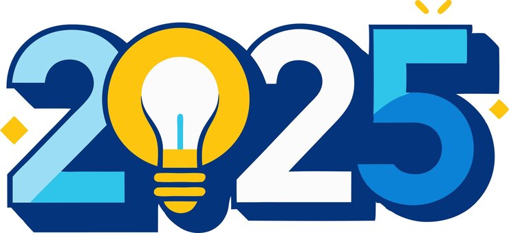 Vector año nuevo 2023 con una bombilla en gradiente fondo blanco creatividad inspiración ideas de planificación