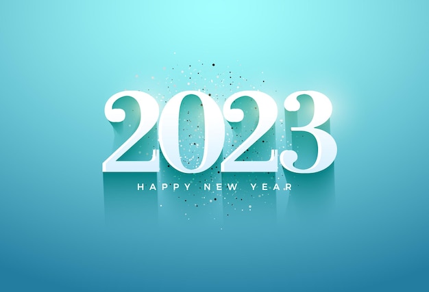 año nuevo 2023 con ilustración de efectos de luz en cada número.