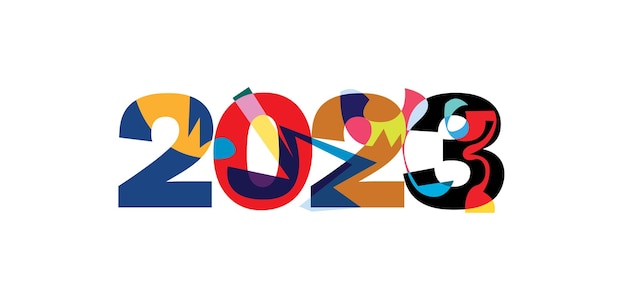 Año nuevo 2023 letras vectoriales coloridas para título y título