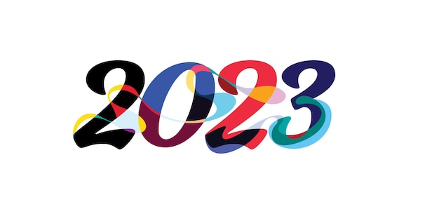 Año nuevo 2023 letras vectoriales coloridas para título y título