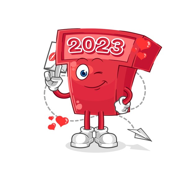 Año nuevo 2023 mantenga vector de caracteres de ilustración de carta de amor