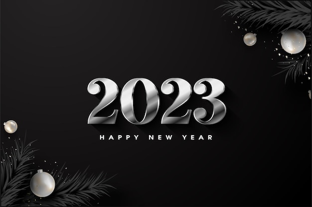 Vector año nuevo 2023 con números en blanco y negro.