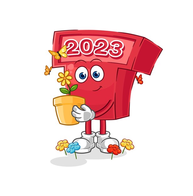 Año nuevo 2023 con un vector de carácter de maceta