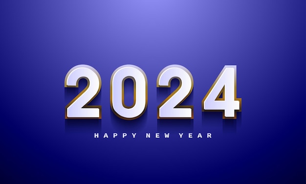año nuevo 2024 3d con números plateados y dorados metálicos
