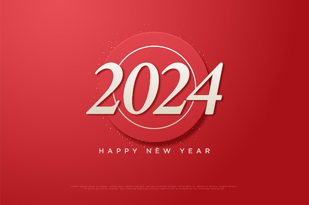 año nuevo 2024 con ilustración de fondo de marco de círculo esponjoso