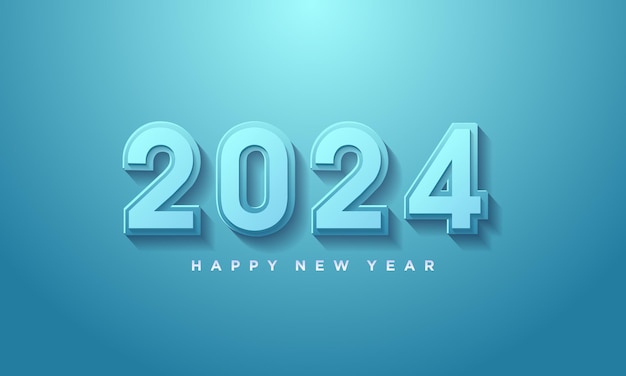 año nuevo 2024 con números azules en relieve