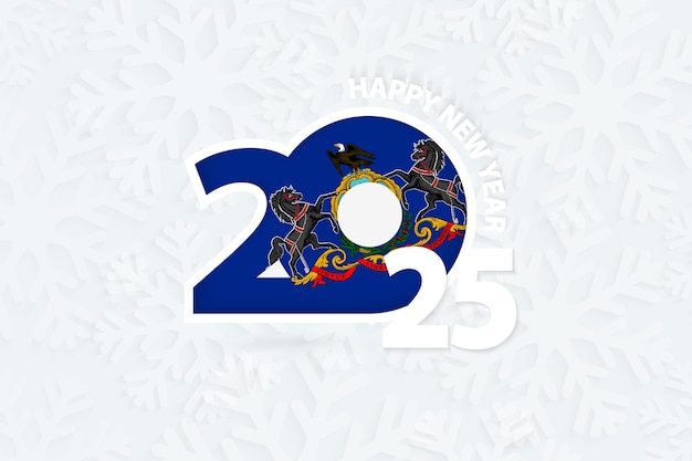 Año nuevo 2025 para Pensilvania en fondo de copo de nieve