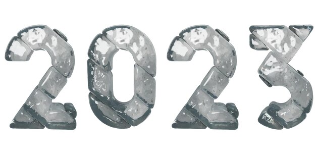 Año Nuevo 3d figuras 2023 en hielo