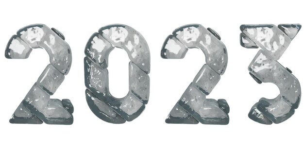 Año nuevo 3d figuras 2023 en hielo