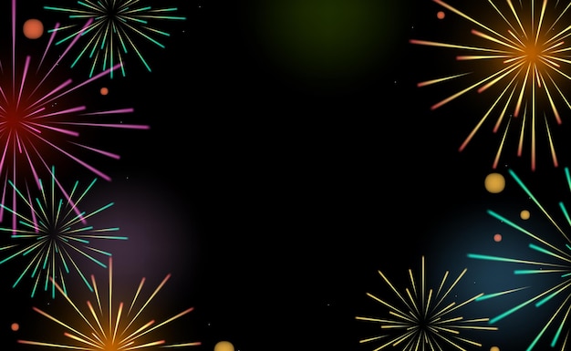 Año nuevo en blanco fuegos artificiales clipart fondo feliz año nuevo tarjeta de invitación clip art con fuegos artificials