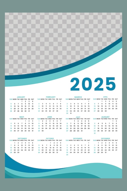 Año nuevo Calendario de una página 2025