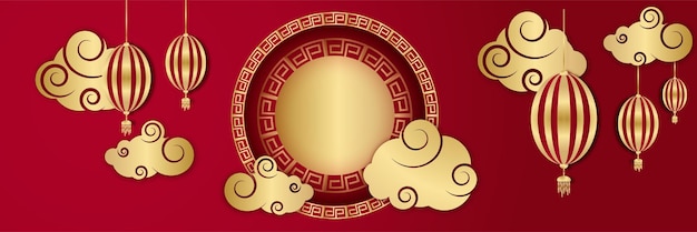 Vector año nuevo chino 2022 año de la flor roja y dorada del tigre y papel de elementos asiáticos cortado con estilo artesanal en el fondo. banner de fondo chino universal. ilustración vectorial
