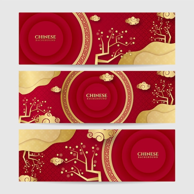 Año nuevo chino 2022 año de la flor roja y dorada del tigre y papel de elementos asiáticos cortado con estilo artesanal en el fondo. Banner de fondo chino universal. ilustración vectorial