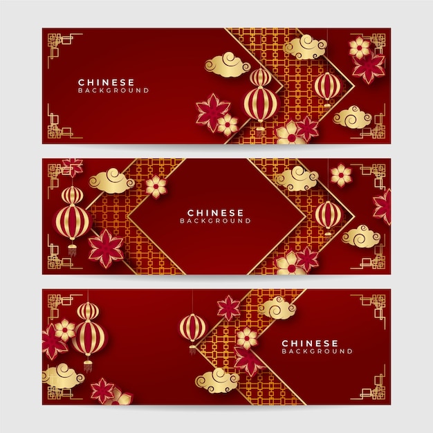 Año nuevo chino 2022 año de la flor roja y dorada del tigre y papel de elementos asiáticos cortado con estilo artesanal en el fondo. Banner de fondo chino universal. ilustración vectorial